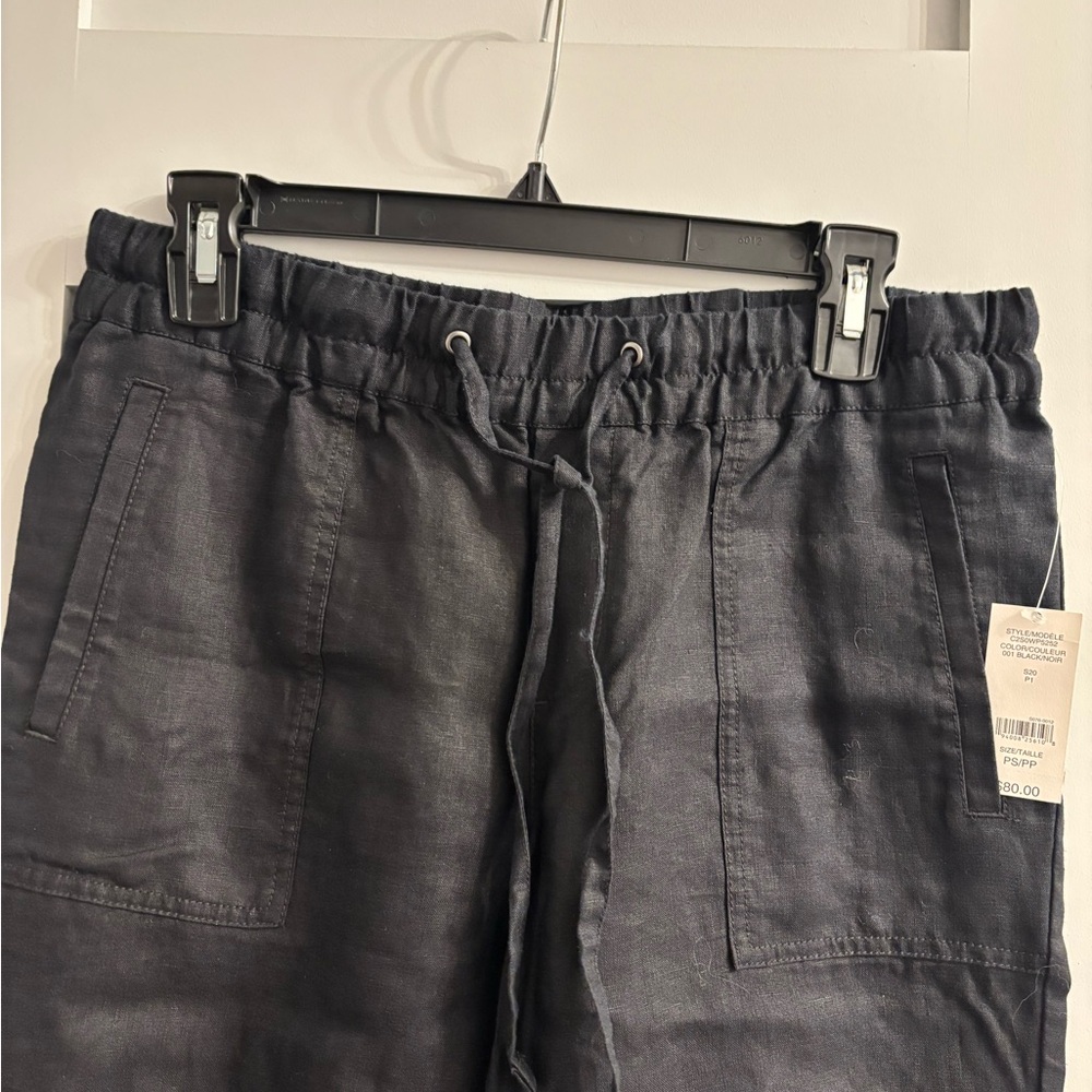 Black Lord & Taylor Drawstring Linen Pants